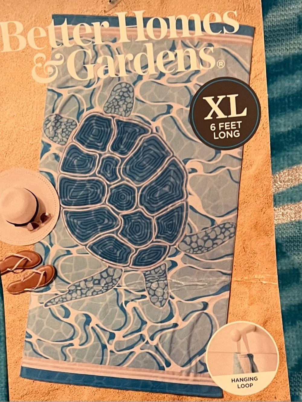 Oversized Sea Turtle Beach Towel With Shiny Silver Accents